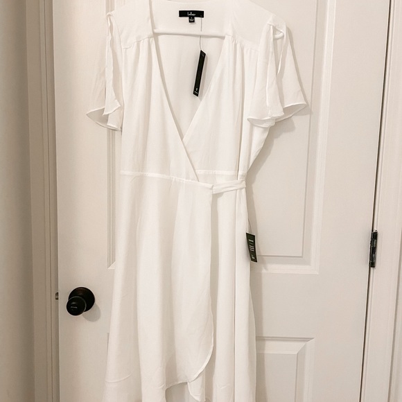 NWT Lulus White MIDI Wrap Dress - Picture 2 of 3